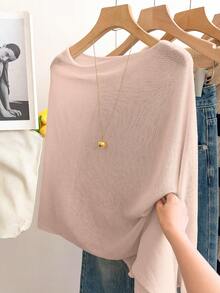 GlowEve Women's Casual Loose Vacation Style Poncho Sweater, Spring/Summer - Dusty Pink - View 5