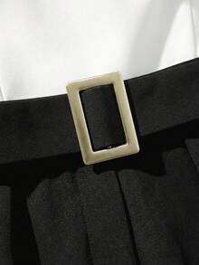 Bộ áo liền quần hai dây đơn sắc thời trang mùa hè cho bé gái, có thắt lưng, quần ống rộng không tay, thích hợp mặc hàng ngày, dự tiệc hoặc đi làm. - màu đen - Xem 4