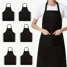 1-5pcs Polyester Apron For Women,Simple Style Black Apron With Pockets, Thickened Waist Apron, Fashion Housework Kitchen Household Workwear, Kitchen Supplies - Multicolor - View 2