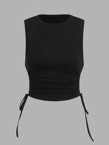 Comfortcana 2 chiếc áo tank top dây rút màu đen trắng, kiểu dáng đa năng phù hợp cho mùa hè. - Nhiều màu - Xem 3