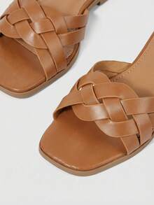 CUCCOO BIZCHIC Giày sandal cao gót mũi vuông kiểu dáng đơn giản dành cho nữ, giày đi hàng ngày, giày đi nghỉ hè. - màu nâu - Xem 6