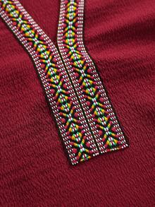 Rusticease Plus Size Women Burgundy Boho Summer Embroidered Minimalist Versatile Dress,Suitable For Vacation,Dates,Beach,Festival & Casual Mothers Day Outfits - Burgundy - View 5