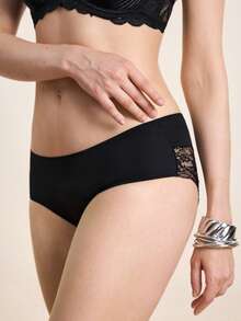 Hourtrue 3pcs/Set Women's Sexy Ice Silk Triangle Panties, Fashion For Summer - Black - View 8