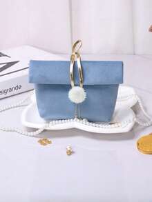 1个蓝色婚礼糖果袋 手提婚礼伴侣礼物 婚礼糖果袋 婚礼糖果盒 皮革手提单件婚礼糖果袋 - 藍色 - 查看 1