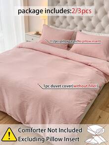 Cirelle 2/3 Pieces100% Polyester 3D Bubble Texture Bedding (Duvet Cover + 1/2 Pillowcases, No Comforter Included), All-Season Modern Polyester Bedding Collection - Peachskin - View 2