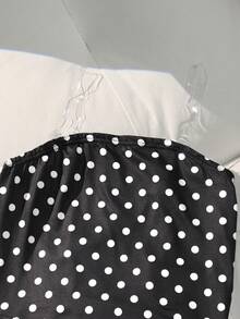 SHEIN Sparklyn Bộ 2 món phong cách Y2K mềm mại và ngọt ngào dành cho bé gái, áo croptop và quần short chấm bi, thích hợp cho kỳ nghỉ hè, du lịch và đi biển. - màu đen - Xem 6