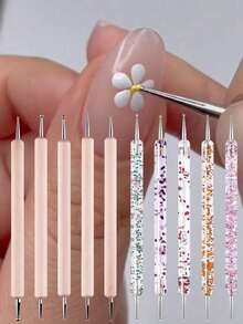 Bút chấm hai đầu và bút bi dùng để khắc họa tiết móng tay, giấy chuyển hình, đất sét nặn, bộ dụng cụ làm móng, thiết kế móng giả, thích hợp cho mùa tựu trường, salon và sử dụng tại nhà, dụng cụ làm móng nghệ thuật, phụ kiện làm đẹp. - Nhiều màu - Xem 9