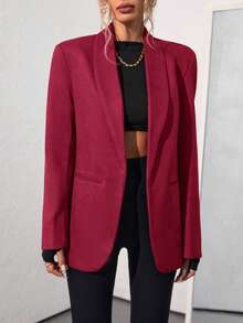 Aveloria Modichic Blazer de traje de oficina de diseño de dama de oficina de moda de unicolor - Rojo - Ver 5