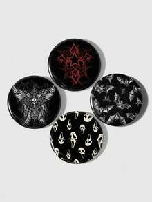 ROMWE 4 Y2k Sweet Cool Babes Retro Punk Personalized Fashion Dark Wind Gothic Two-Dimensional Bar Stamp Black/White/Red Thorns Stars Rattan Mo Hot Diamond Cross Wing Wings Skeleton Grimace Bat Moth Full Of Silver Pins Badge Brooch Hand Account Decoration Bag Pendant, Combination Set, Suitable For Sisters, Girlfriends, Couples, Friends, Girls, Daily Wear, Holiday Gifts - Multicolor-12 - View 14