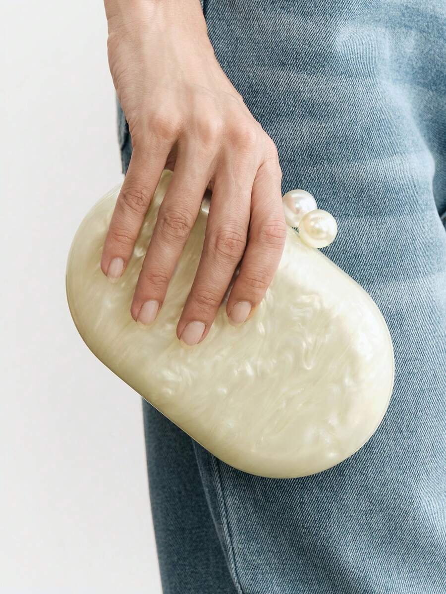 SHECARRY Ladies Clutch Bag, Exquisite Party Acrylic Clutch Bag. - Off-white - View 1