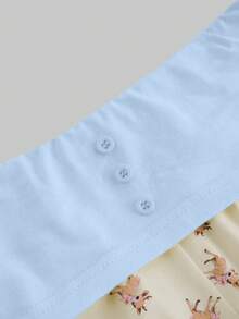 ROMWE J-Fashion Set Atasan Camisole Patchwork Renda Motif Rusa Lucu Dipadukan dengan Celana Pendek Motif Rusa di Seluruh Permukaan - Angsa kuning - View 4
