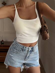 DAZY Women's Summer Frayed Hem Casual Denim Shorts - Light Wash - View 7