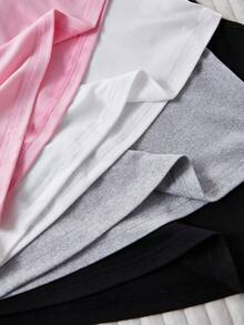 4 Conjuntos de Camisole com Renda Doce, Design de Renda Delicada no Decote, Sem Estampas, Cores Clássicas Incluem Preto, Cinza Claro, Rosa, Branco, Versátil - Multicolorido - Visão 5