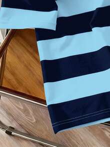 Manfinity Hypemode Men's Striped Patchwork Letter Print Casual Versatile Commuting Short Sleeve Polo Shirt - Multicolor - View 4