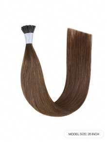50pcs I Tip Hair Straight Dark Brown Color 150% 18-26 Inch Remy Human Hair I Tip Hair Extension Light Brown Color Hair Extensions - S4 - View 2