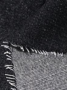 DAZY Chân váy denim ngắn nữ cạp cao, cài hai hàng khuy, đường may tương phản, gấu váy tua rua. - màu đen - Xem 8