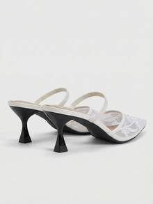CUCCOO CHICEST Women's New Thin-Heeled Pointed Toe High Heels With Mesh, Bead, And Embroidery Decoration – Elegant And Comfortable, Perfect For Dates, Work, Parties, And Weddings - White - View 9