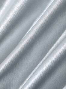 DAZY 女士蕾丝蓝色缎面亮面修身裹身开衩性感甜美可爱纯街头休闲吊带背心，适合春夏穿着 - 藍色 - 查看 4