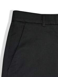 Manfinity Homme Men's Solid Color Casual Shorts With Pockets - Black - View 5