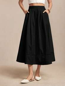 Vestido de Encaje con Bolsillos Laterales y Bordados para Mujer de , Estilo Retro de los 90, para Bodas, Damas de Honor y Eventos Formales - Negro - Ver 9