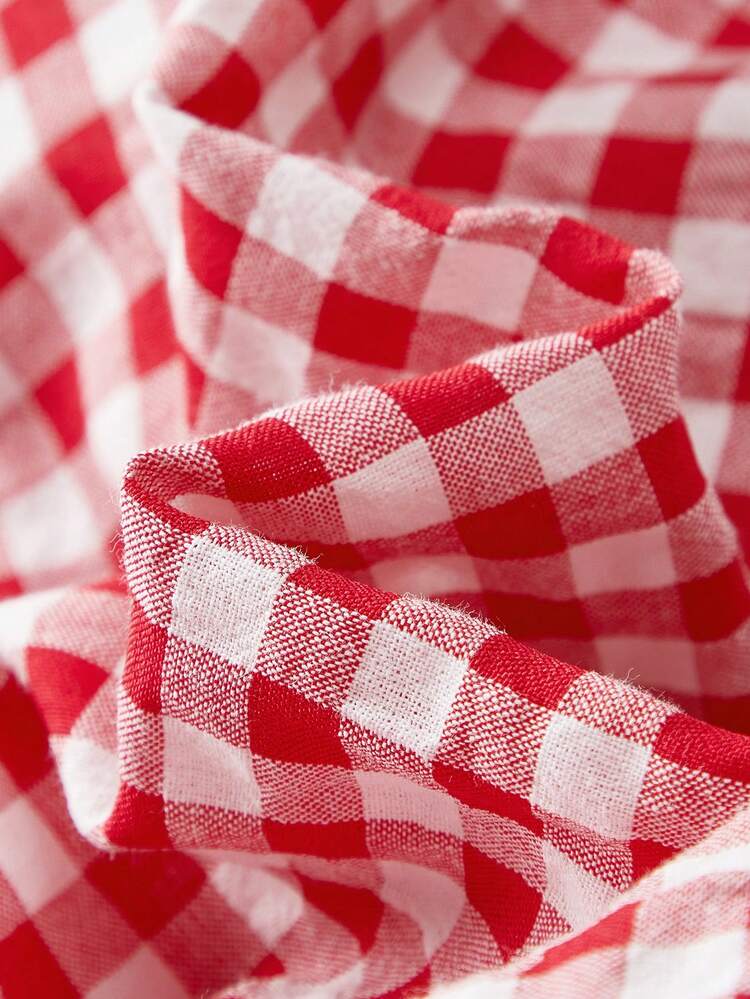 Cozy Pixies Pelele con volantes de cuello cuadrado con estampado de fresa para bebé niña - Rojo - Añade 5
