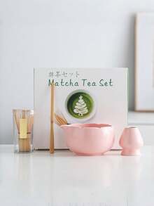 4件/7件套日本彩虹粉绿茶碗，用于制作宋代绿茶，茶道工具陶瓷茶碗茶杯搅拌器绿茶刷茶筅套装。 - 彩色 - 查看 5