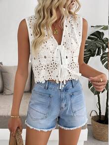 Breezaya Women's Casual Everyday Washed Pocket Frayed Hem Denim Shorts, Summer - Blue - View 3