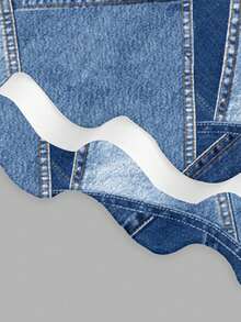 SHEIN EZwear 蓝色撞色设计，仿布纹印花，是春假、科切拉音乐节、朋友聚会、音乐节的理想之选，时尚休闲大码连衣裙，适合夏季出行。 - 彩色 - 查看 5