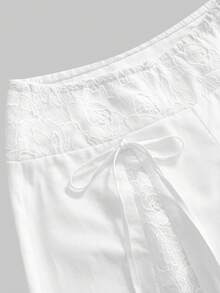 ROMWE Vacation Lace Loose Wide Leg Pants - White - View 2