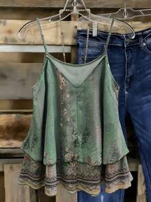 Franclia 做旧印花宽松A字吊带背心 - 彩色 - 查看 2