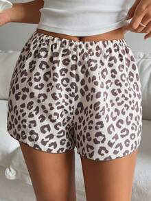 DAZY Women's Summer Leopard Print Elastic Waist Loose Pajama Shorts - Pink - View 4