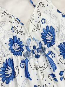 Sweetra Vestido de playa estilo bohemio con estampado - Azul - Ver 6