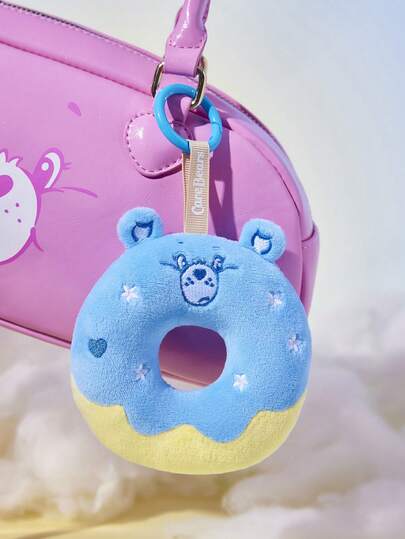 SHEIN X Care Bears 1Pc Cute Blue Bear Donut Pendant, Exquisite Embroidery, Plush Keychain, Which Can Be Hung On Bags And Keychains.