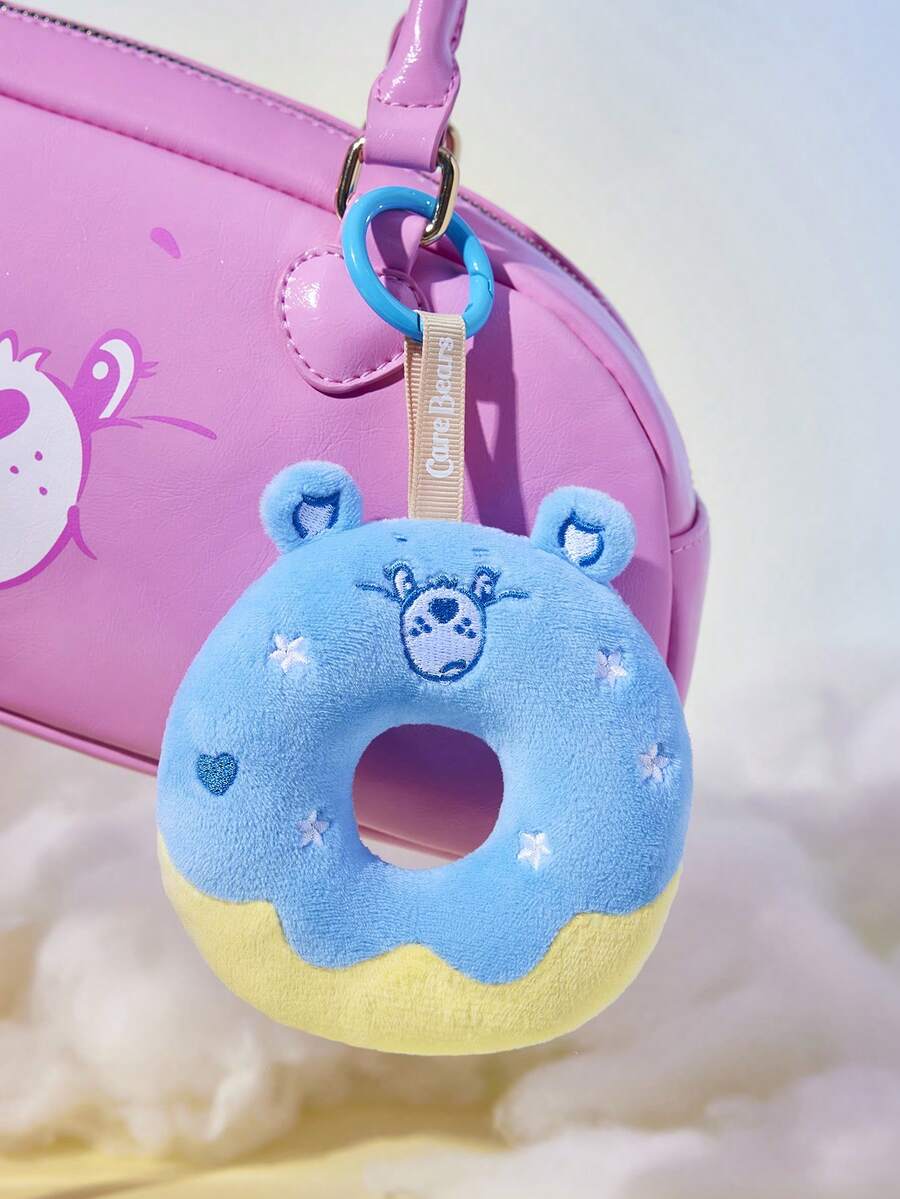 SHEIN X Care Bears 1个可爱蓝色小熊甜甜圈吊坠，精致刺绣，毛绒钥匙扣，可挂在包包和钥匙链上。 - 彩色 - 查看 1