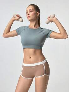 Loungeista 4 pièces Culottes pour femmes de style sportif, couleurs avec imprimé lettres, taille mi-haute, douces et confortables. Boxers décontractés pour femmes. - Multicolore - Voir 7