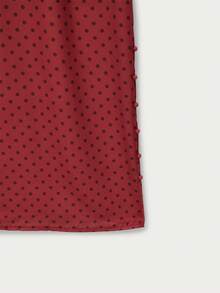 Nöista 女士波点休闲简约中长连衣裙，适合派对和外出穿着 - 紅色 - 查看 7