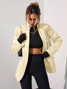 Aveloria Modichic Blazer de traje de oficina de diseño de dama de oficina de moda de unicolor - Albaricoque - Ver 4