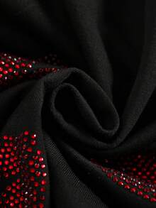 ROMWE MEN Pantalones cortos casuales con estampado de labios con rhinestones para hombres, adecuados para primavera y verano - Negro - Ver 4