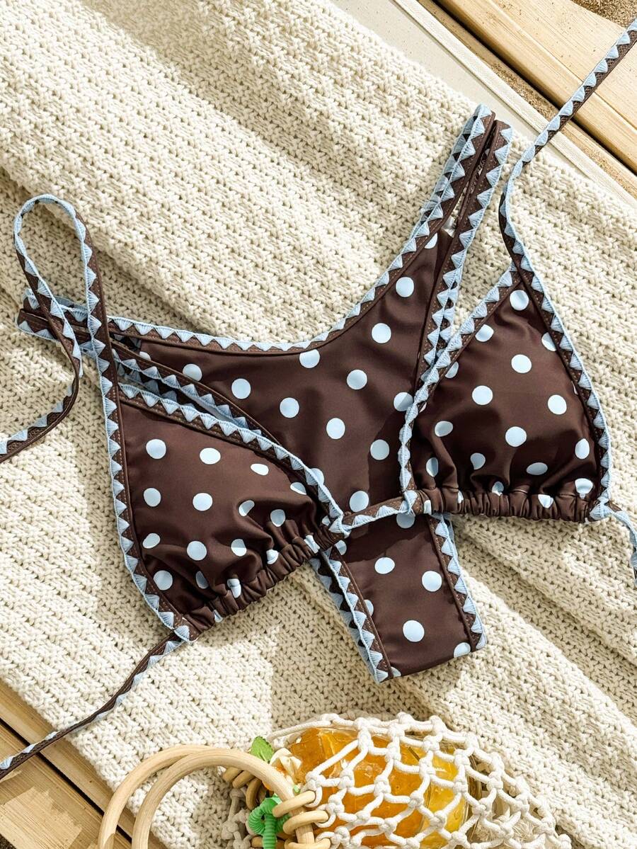 SHEIN Swim Vcay Conjunto de bikini para vacaciones de primavera en la playa para mujer - Multicolor - Ver 1