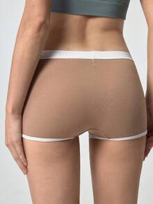 Loungeista 4 pièces Culottes pour femmes de style sportif, couleurs avec imprimé lettres, taille mi-haute, douces et confortables. Boxers décontractés pour femmes. - Multicolore - Voir 2