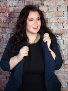 Truni Plus Shawl Collar Open Front Blazer Without Cami Top In Fall/Winter, For Pear Triangle Body Shape - Navy Blue - View 7