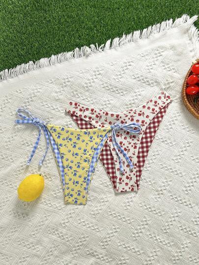 Swim Vcay 女士春夏泳装套装，碎花波西米亚风三角泳裤，性感沙滩度假泳衣