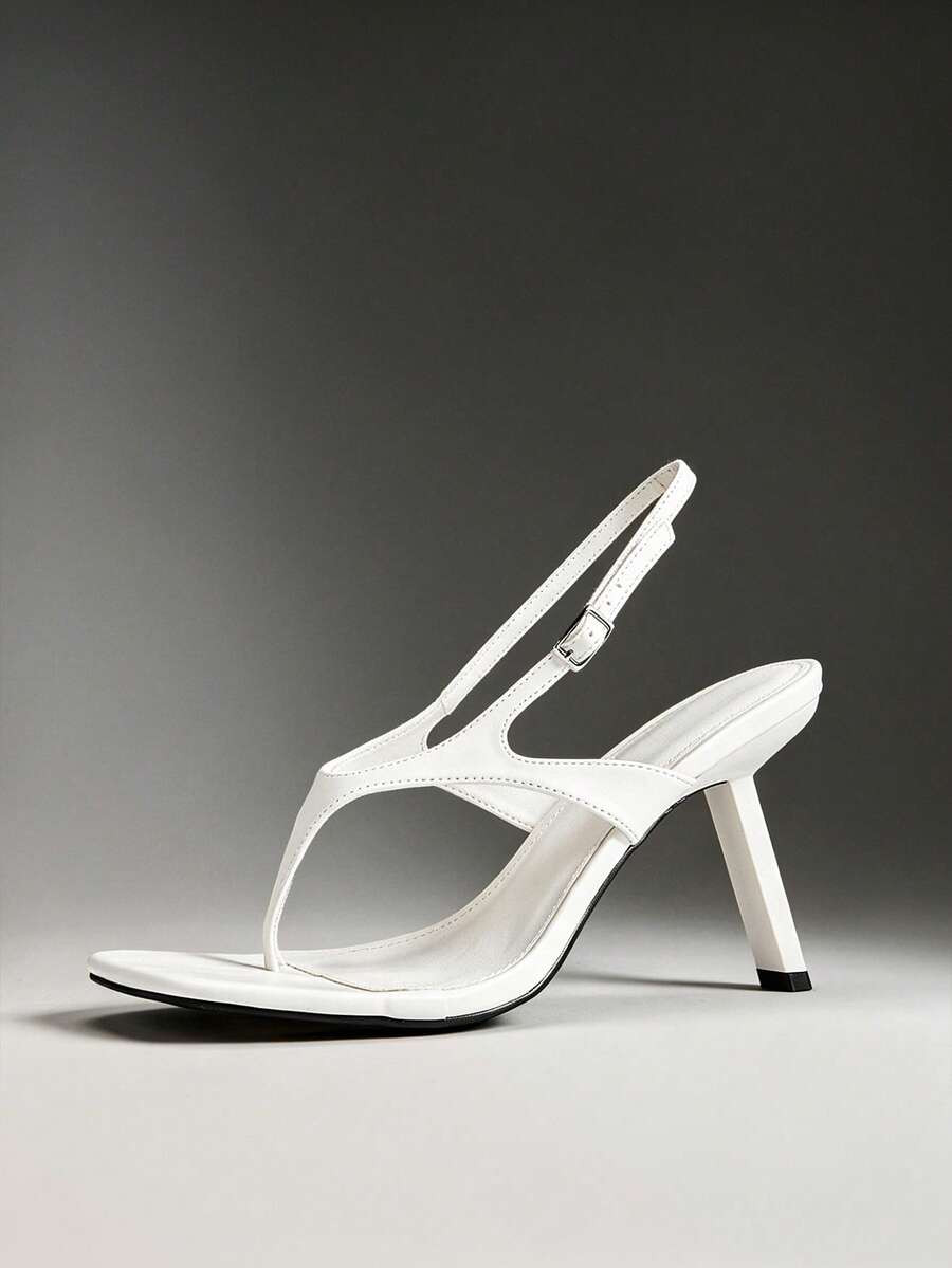SHUZIA Women Slingback High Heel Chic Elegant Modern Fashion Sandals - White - View 1