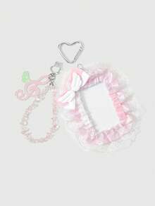 ROMWE Kawaii 1. Móc khóa tình yêu tự làm hình cô gái Nhật Bản ngọt ngào và dễ thương, mềm mại và đáng yêu, màu hồng hai chiều, làm thủ công, đính cườm, hình dạng đặc biệt, cánh sao, chấm bi, biểu tượng âm thanh, đám mây, cánh thiên thần, ren trắng rỗng, nơ hai lớp, ren xếp ly, vỏ bọc trượt bằng acrylic trắng, vỏ bọc thẻ, vỏ bọc thẻ ID, vỏ bọc thẻ sinh viên, vỏ bảo vệ thẻ sao, phụ kiện móc khóa tình yêu tự làm, mặt dây chuyền túi xách, thích hợp cho nhân viên văn phòng, sinh viên, các cô gái dự tiệc và phụ nữ sử dụng hàng ngày, quà tặng ngày lễ. - Màu hồng - 156 - Xem 9