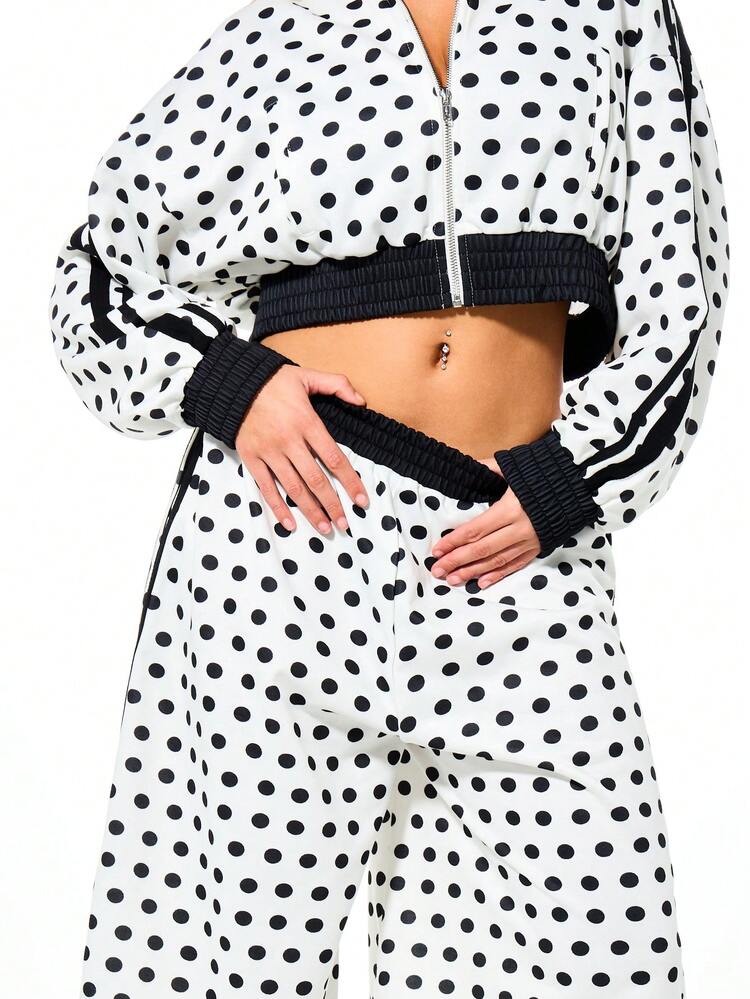 SUMWON WOMEN Wide Leg Polka Dot Jorts With Contrast Stripe