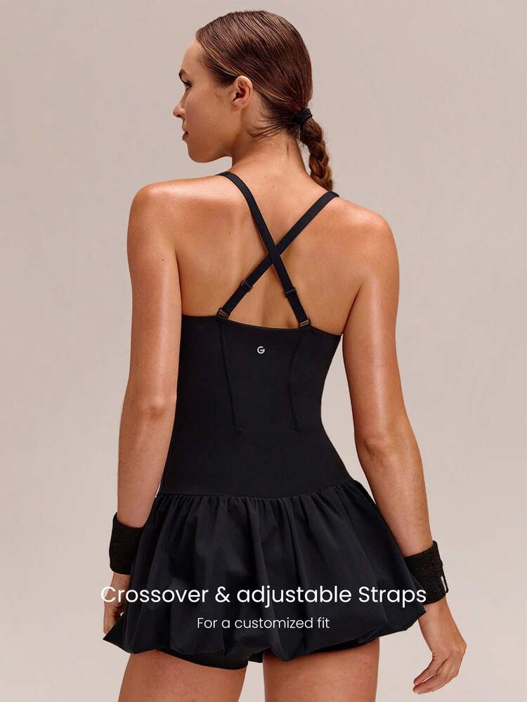 Valentine's Day Made To Love Removable Cups Square Neckline Crisscross Back Design Adjustable Straps Low-Rise Bubble Hem Corset Design Active Dress Daily Casual Wear