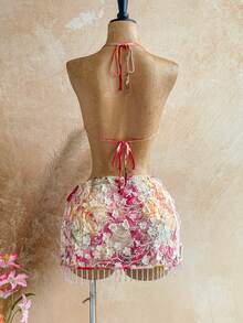 Soleia Women's Summer Vacation Beaded Tassel Detail Halter Top - Multicolor - View 9