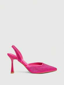 CUCCOO SZL Women's Fashion High Heel Pumps, Rhinestone Embellished High Heel Pumps - Hot Pink - View 2