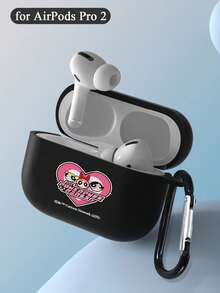 THE POWERPUFF GIRLS X SHEIN 1 pieza Estuche para auriculares con diseño de corazón de Las Chicas Superpoderosas, de textura de alta gama, sencillo, a prueba de golpes y con estilo. Regalo de Halloween y Navidad, compatible con AirPods - Negro - Ver 11