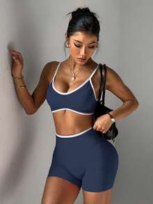 Dewbera Dewbera Women's Seamless Yoga Activewear Set - Navy Blue - View 7